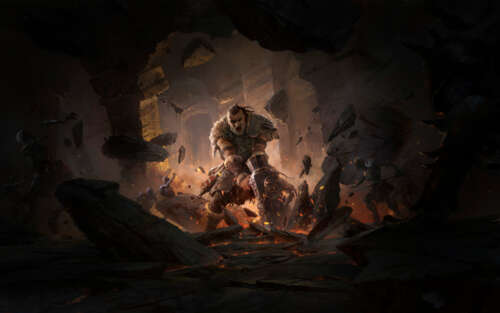 A battle-hardened Viking warrior in heavy dark armor and thick furs, designed in... 7680x4800 free hd wallpapers