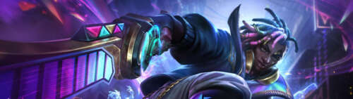 A high-detail digital illustration of Ekko from League of Legends featuring neon... Dual UHD hd background