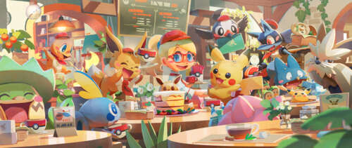 A heartwarming group of various Pokémon characters including Pikachu, Eevee, Lucario,... UWUHD wallpaper download