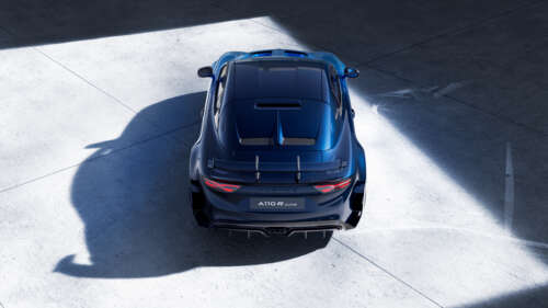 A detailed view of the Alpine A110 R Ultime sports car, highlighting its sleek aerodynamic... 8K wallpaper images