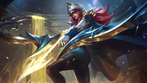A portrait of Ashe, the Frost Archer, from the video game League of Legends. 8K free background
