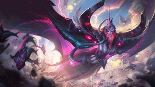 Bel'Veth, the Empress of the Void from League of Legends, featuring cosmic and organic... 4K (Ultra HD) wallpaper