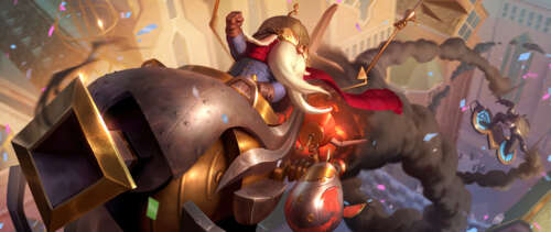 Corki from League of Legends piloting his signature aircraft in a dynamic combat... UWUHD wallpaper download