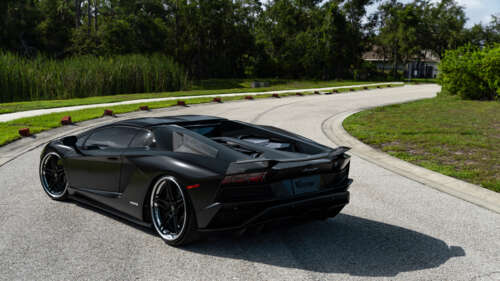 A sleek, high-end Lamborghini supercar captured in high detail. 8K