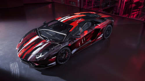 A sleek and powerful Lamborghini Aventador S supercar showcasing its aerodynamic... 8K pictures for wallpaper