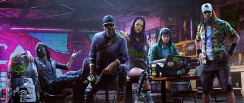 Marcus Holloway from the video game Watch Dogs 2 in a tech-focused urban environment. UWUHD wallpaper for pc download