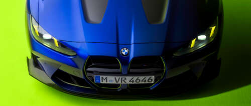 BMW M4 CS Edition featuring the iconic yellow and blue VR46 livery of MotoGP legend... UWUHD free wallpaper for computer