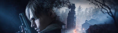 Leon S. Kennedy from Resident Evil 4 (2023) in a dark, moody survival horror setting. Dual UHD background images hd