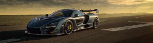 A detailed view of the McLaren Senna supercar, highlighting its sleek aerodynamic... Dual UHD