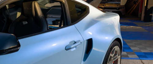 A detailed view of a Ford Mustang GTD featuring its aggressive aerodynamic styling... UWUHD desktop wallpaper