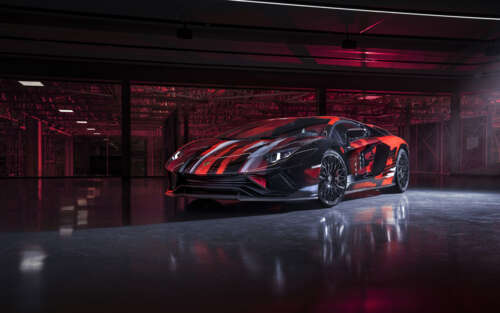 A sleek, high-performance Lamborghini Aventador S supercar featuring aggressive aerodynamic... 7680x4800 ps4 wallpaper