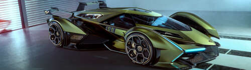 A futuristic Lamborghini Lambo V12 Vision Gran Turismo supercar showcasing its aerodynamic... Dual UHD free hd wallpapers