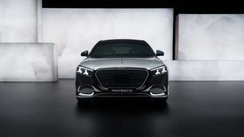 A high-resolution, futuristic view of a 2026 Mercedes-Maybach S 580 luxury sedan. free wallpaper for computer