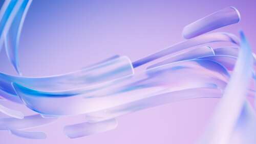 Glossy translucent blue and purple fluid shapes with refraction effects on a gradient... wallpaper
