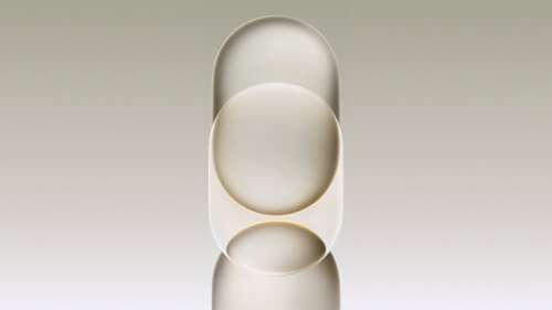 Overlapping translucent and frosted glass geometric shapes with a glossy finish on... wallpaper