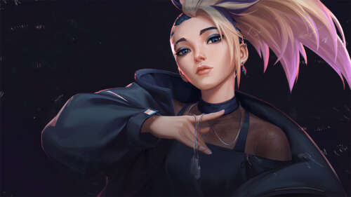 Akali from League of Legends in her K/DA pop star outfit with neon lighting and edgy... ps4 wallpaper