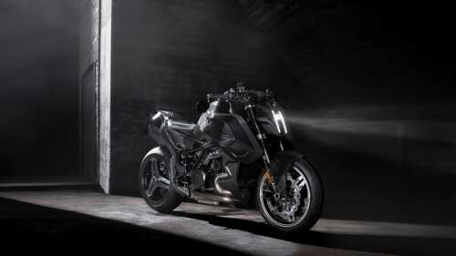 Brabus 1400 R Signature Edition luxury naked motorcycle against a dark, minimalist... wallpaper download