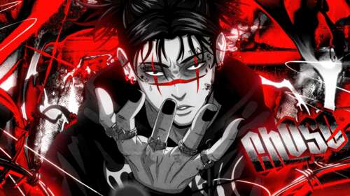 A dramatic, high-detail portrait of Choso from Jujutsu Kaisen featuring a vibrant... wallpaper for pc download
