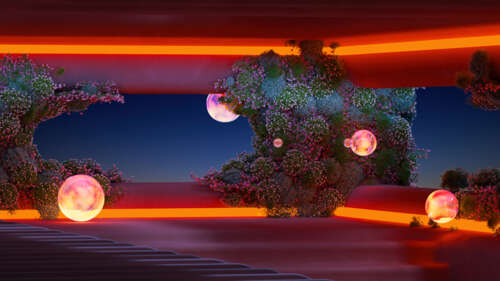 A modern architectural interior space with minimalist design and dramatic red lighting. free wallpaper