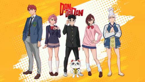 A high-detail character composition of Momo Ayase, Ken Takakura (Okarun), Aira Shiratori,... computer backgrounds