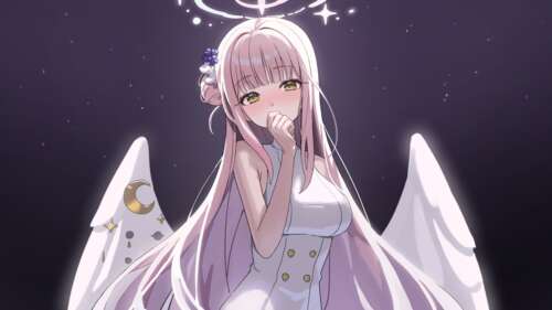 A beautifully detailed anime girl with a purple aesthetic and flowing hair, inspired... wallpaper