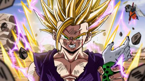 A high-resolution character portrait of Gohan from Dragon Ball Z. free wallpaper