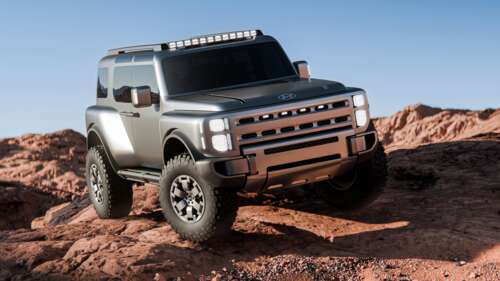 A futuristic Hyundai Boulder Concept electric off-road SUV designed for rugged terrains... hd background
