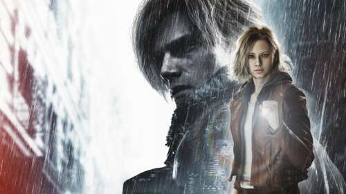 Leon S. Kennedy from the Resident Evil series in a dark, atmospheric survival horror... free background