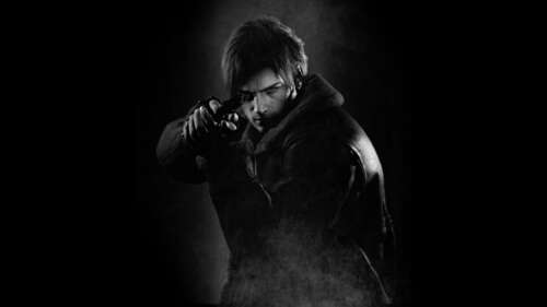 A dramatic and moody portrait of Leon S. Kennedy from Resident Evil set against a... wallpaper