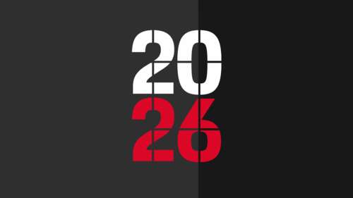 Minimalist 2026 New Year typography on a dark, elegant background in 5K resolution. free wallpaper