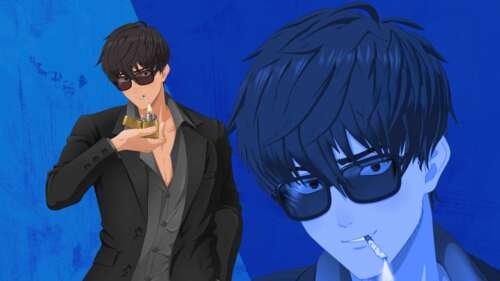 Nicholas D. Wolfwood from Trigun Stargaze against a blue background high definition wallpaper