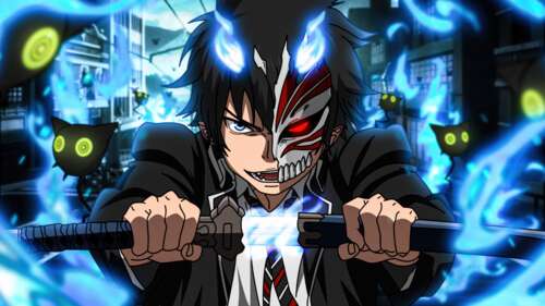 Rin Okumura from Blue Exorcist and Ichigo Kurosaki from Bleach standing together... free wallpaper