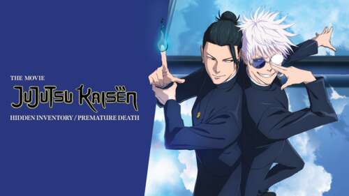 Cinematic anime scene featuring Satoru Gojo and Suguru Geto from Jujutsu Kaisen free background images