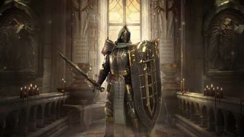 A dark, armored character from the Diablo IV universe standing in a desolate, gothic... background images hd