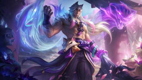 Sett from League of Legends featured in the Spirit Blossom skin theme, surrounded... pictures for wallpaper