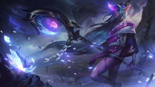 Soraka from League of Legends in her Spirit Blossom skin, featuring ethereal celestial... background images hd