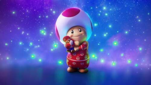 A cinematic 3D render of Toad from the Super Mario Galaxy animation movie. wallpaper