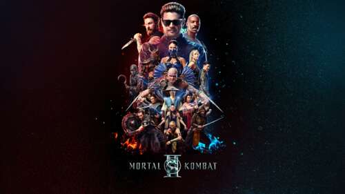 Dramatic movie poster for Mortal Kombat II featuring a fierce warrior in a cinematic... wallpaper