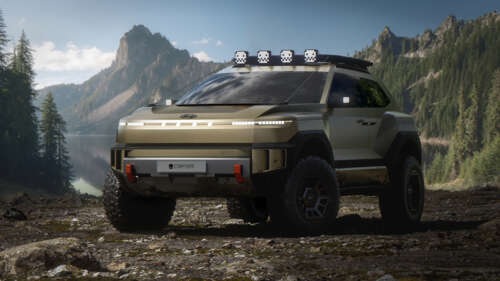 A sleek and aerodynamic 2025 concept SUV with futuristic LED lighting and a metallic... wallpaper