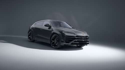 Close-up of a customized 2025 Lamborghini Urus SE by Novitec featuring aerodynamic... wallpaper