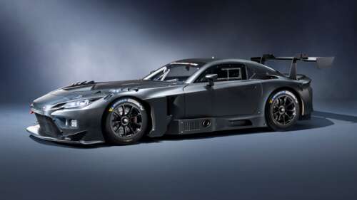 A sleek and aerodynamic 2025 Toyota GR GT3 Prototype racing car in a high-resolution... wallpaper