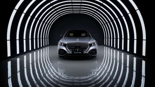 2026 Mercedes-Benz S 580 e 4MATIC luxury sedan with prominent LED lighting against... wallpaper download