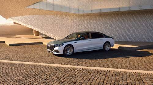 A sleek and luxurious 2026 Mercedes-Maybach S 680 sedan featuring modern automotive...
