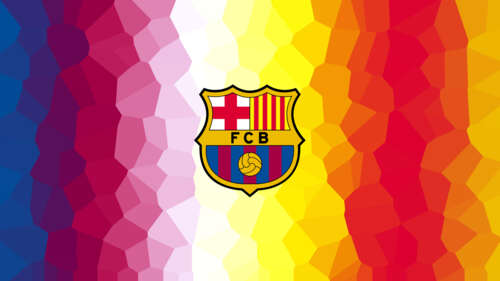 Abstract mosaic art featuring blue and garnet gradient patterns inspired by FC Barcelona. wallpaper