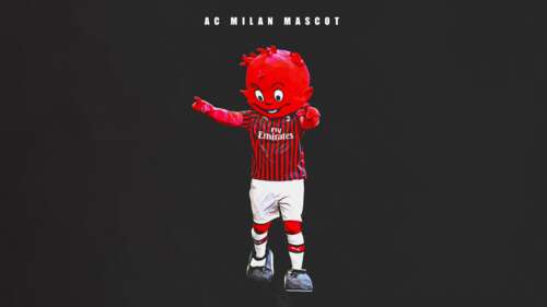 A menacing and detailed AC Milan devil mascot emerging from a dark, shadowy background. free hd wallpapers