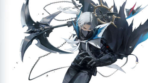 A detailed character poster of a tactical anime girl from Arknights wearing intricate...