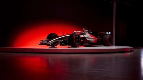 Dark red Audi R26 Concept Formula One racing car, 2025 design. free desktop wallpaper