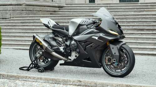 A futuristic BMW Motorrad Concept RR sports motorcycle showcasing sleek aerodynamic... background images hd