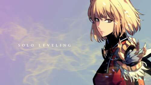High-resolution anime illustration of Cha Hae-in from Solo Leveling. free wallpaper
