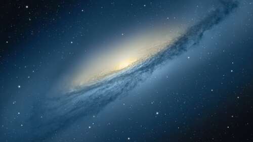 A breathtaking 5K panoramic view of the Milky Way and Andromeda Galaxy, filled with... free background